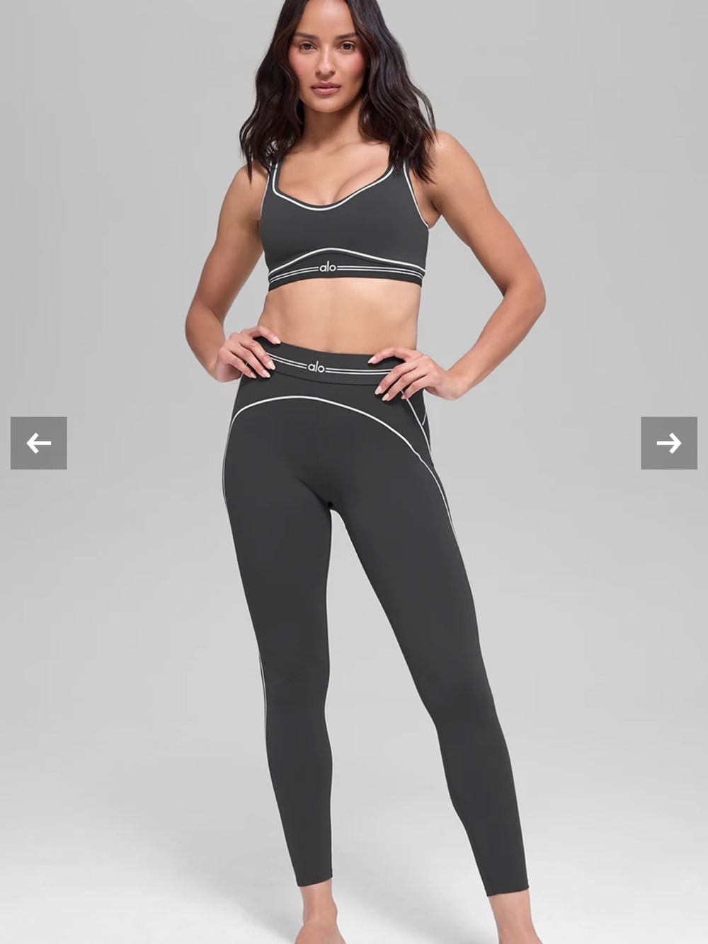 ALO Yoga Airbrush Heart Throb 7/8 Leggings ONLY in Anthracite White Trim